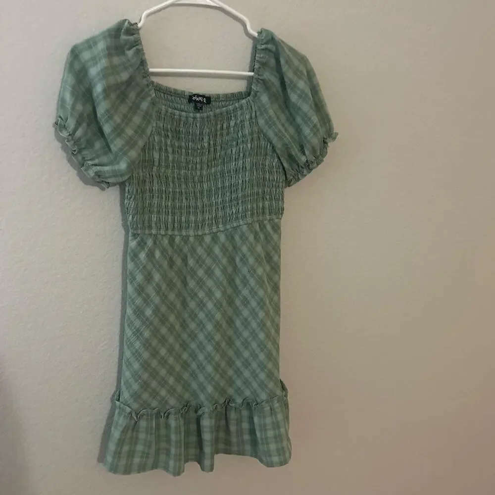 Green and white plaid dress